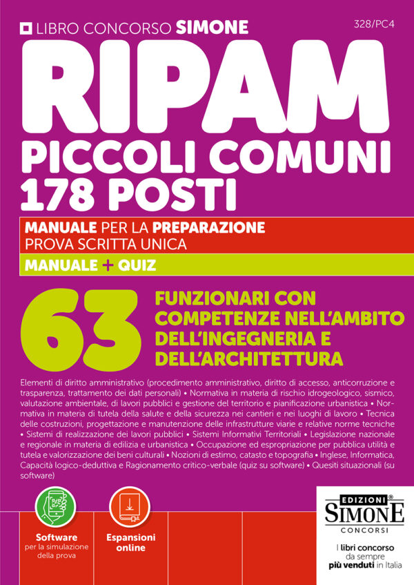 Concorso RIPAM Piccoli Comuni 178 posti - 63 Funzionari con competenze nell'ambito dell'ingegneria e dell'architettura - Manuale