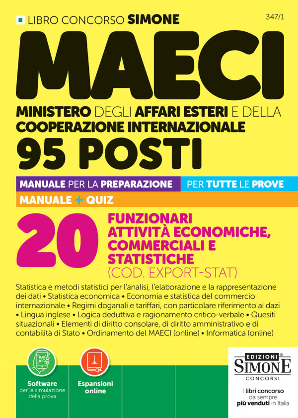 Concorso MAECI 95 Posti - 20 Funzionari attività economiche, commerciali e statistiche (COD. EXPORT-STAT)) - Manuale