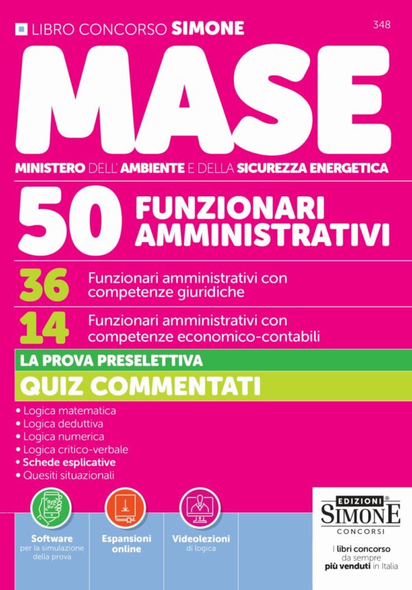 Concorso MASE - 50 posti - 36 Funzionari amministrativi con competenze giuridiche - 14 Funzionari amministrativi con competenze economico-contabili