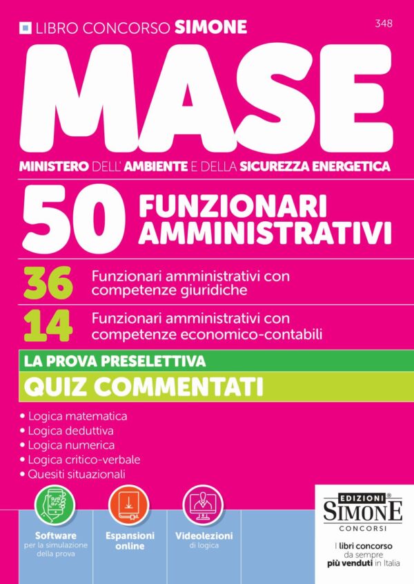 Concorso MASE - 50 posti - 36 Funzionari amministrativi con competenze giuridiche - 14 Funzionari amministrativi con competenze economico-contabili