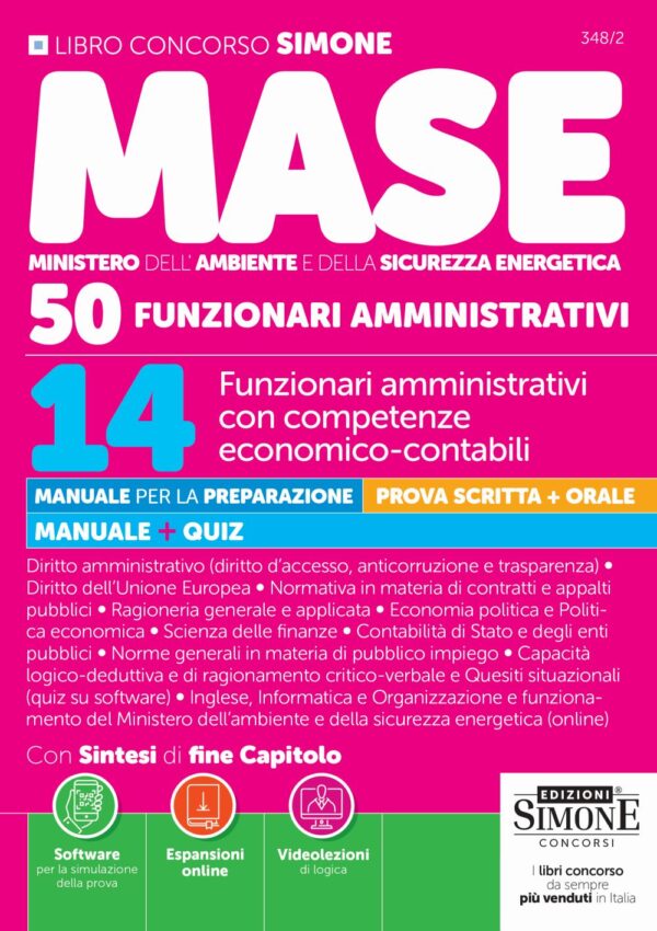 Concorso MASE - 50 posti - 14 Funzionari amministrativi con competenze economico-contabili