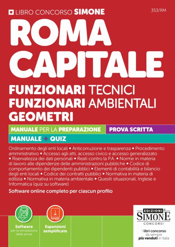 Roma Capitale - Funzionari tecnici - Funzionari ambientali - Geometri - Manuale - 353/RM