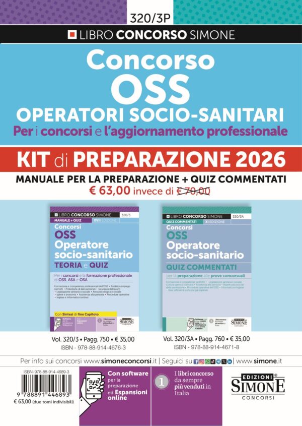 Concorso OSS - Operatori Socio-Sanitari - Per i concorsi e l'aggiornamento professionale - KIT di preparazione 2026 (320/3 + 320/3A) - 320/3P