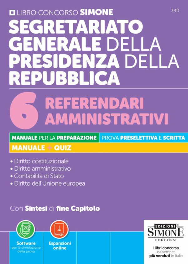 Segretariato generale della Presidenza della Repubblica - 6 Referendari amministrativi - 340
