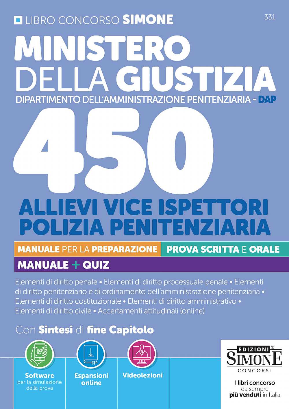 Concorso Ministero della Giustizia Dipartimento dell’Amministrazione Penitenziaria DAP – 450 Allievi Vice Ispettori Polizia Penitenziaria – Manuale